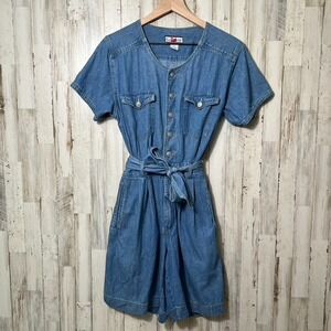 Vintage‎ 80s Gloria Vanderbilt Denim Shorts Romper/Culotte Womens Size Medium